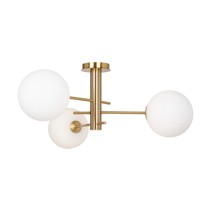 Artcraft AC11763BR Three Light Semi-Flush Mount, Brass