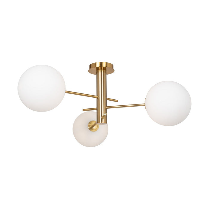 Artcraft AC11763BR Three Light Semi-Flush Mount, Brass