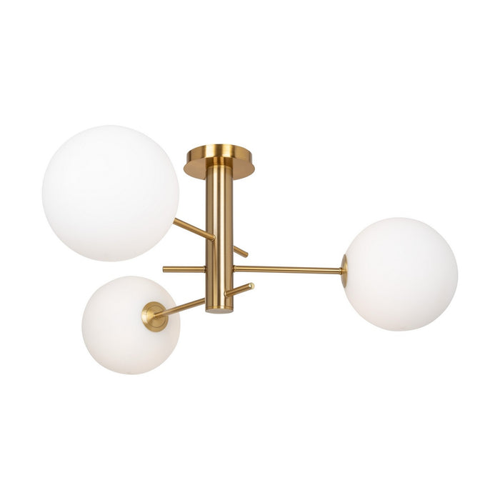 Artcraft AC11763BR Three Light Semi-Flush Mount, Brass