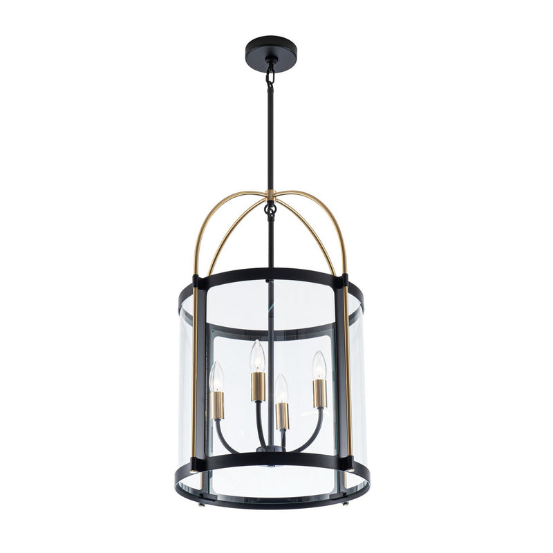 Artcraft AC11515BB Four Light Pendant, Black and Brushed Brass