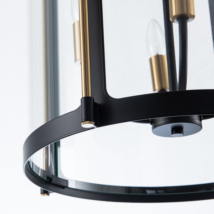 Artcraft AC11515BB Four Light Pendant, Black and Brushed Brass