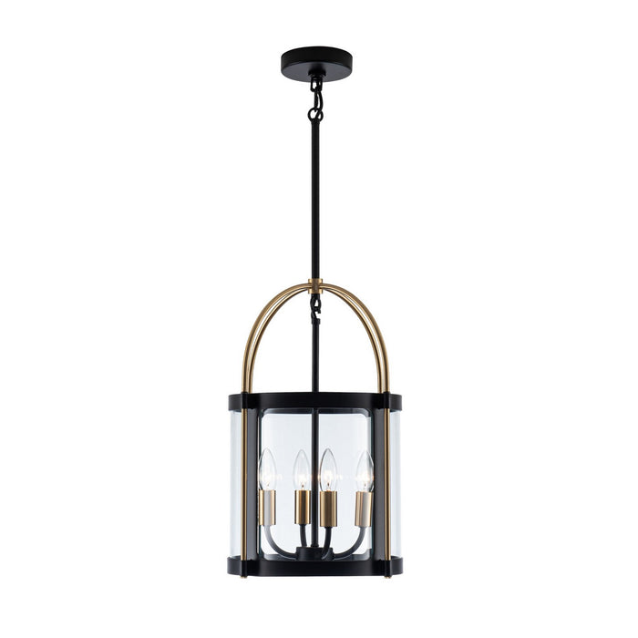 Artcraft AC11514BB Four Light Pendant, Black and Brushed Brass