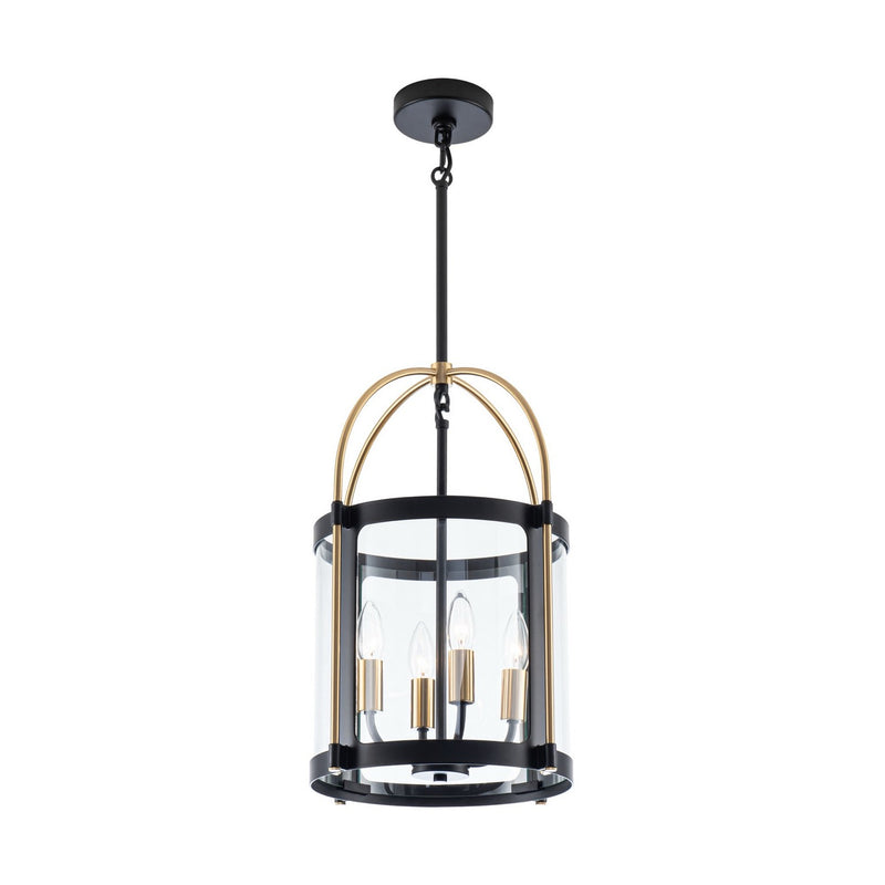 Artcraft AC11514BB Four Light Pendant, Black and Brushed Brass