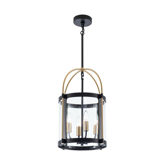 Artcraft AC11514BB Four Light Pendant, Black and Brushed Brass