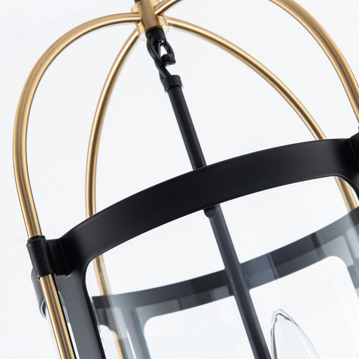 Artcraft AC11514BB Four Light Pendant, Black and Brushed Brass