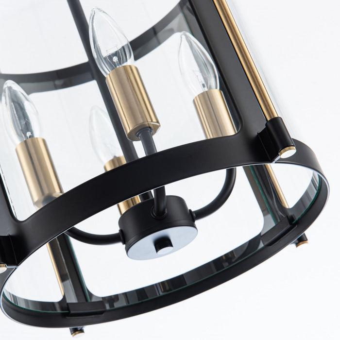 Artcraft AC11514BB Four Light Pendant, Black and Brushed Brass