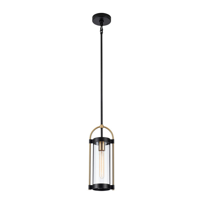 Artcraft AC11511BB One Light Pendant, Black and Brushed Brass