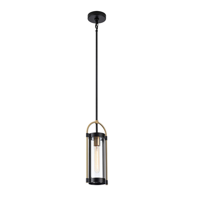 Artcraft AC11511BB One Light Pendant, Black and Brushed Brass