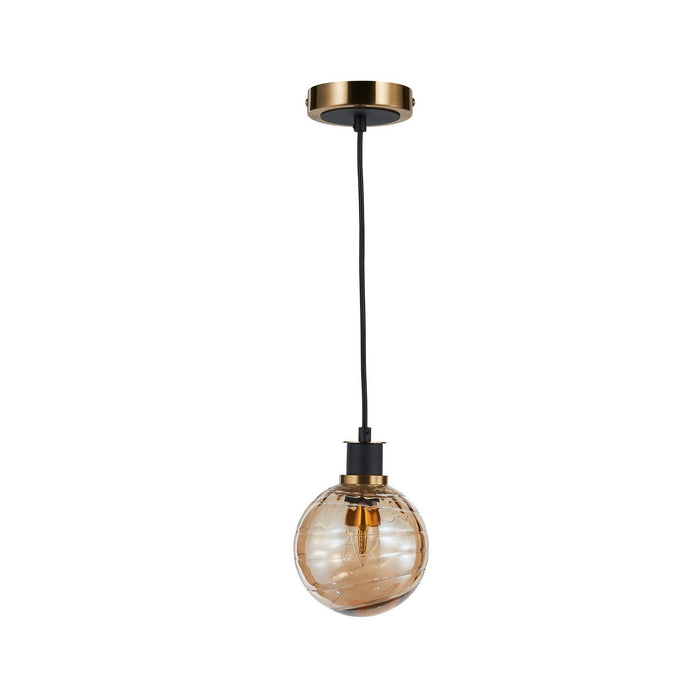 Artcraft AC11870AM One Light Pendant, Black and Brushed Brass