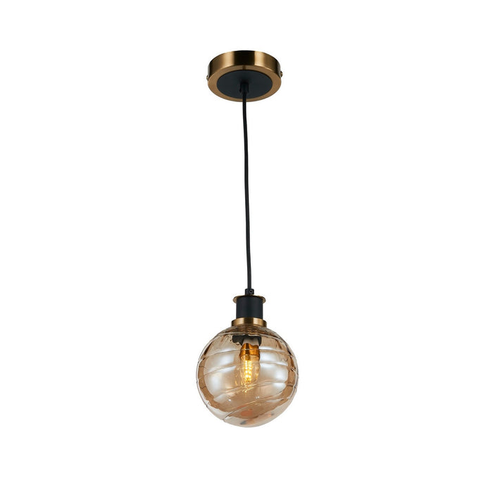 Artcraft AC11870AM One Light Pendant, Black and Brushed Brass