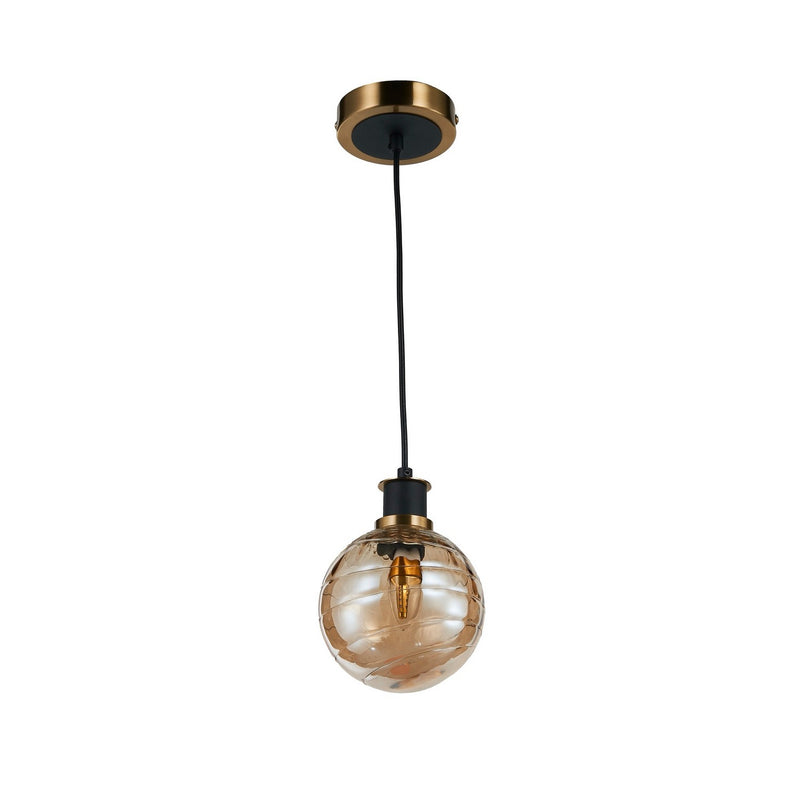 Artcraft AC11870AM One Light Pendant, Black and Brushed Brass