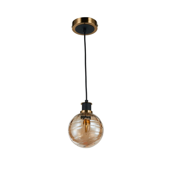 Artcraft AC11870AM One Light Pendant, Black and Brushed Brass
