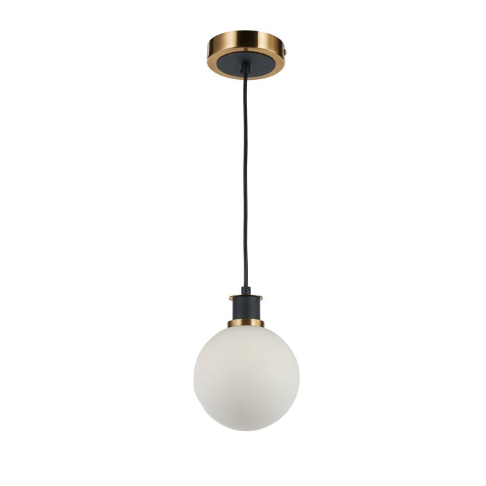 Artcraft AC11870WH One Light Pendant, Black and Brushed Brass