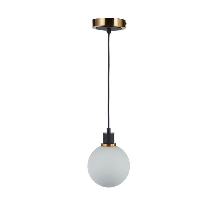 Artcraft AC11870WH One Light Pendant, Black and Brushed Brass