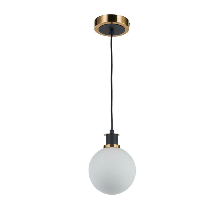 Artcraft AC11870WH One Light Pendant, Black and Brushed Brass