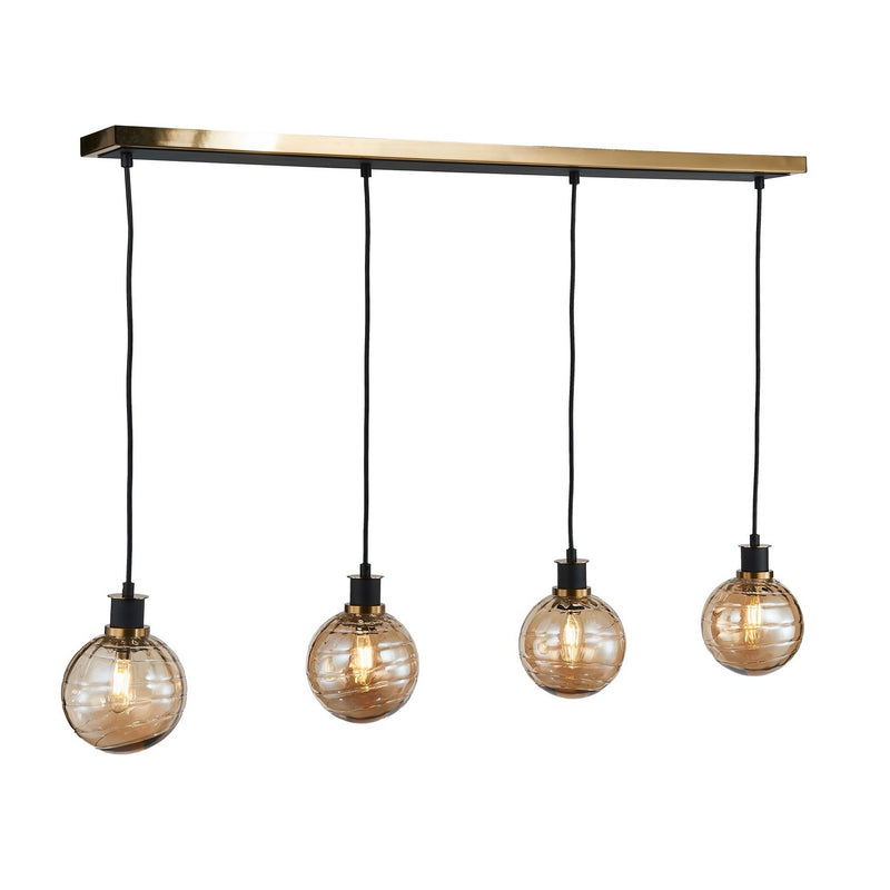 Artcraft AC11874AM Four Light Island/Pool Table, Black and Brushed Brass
