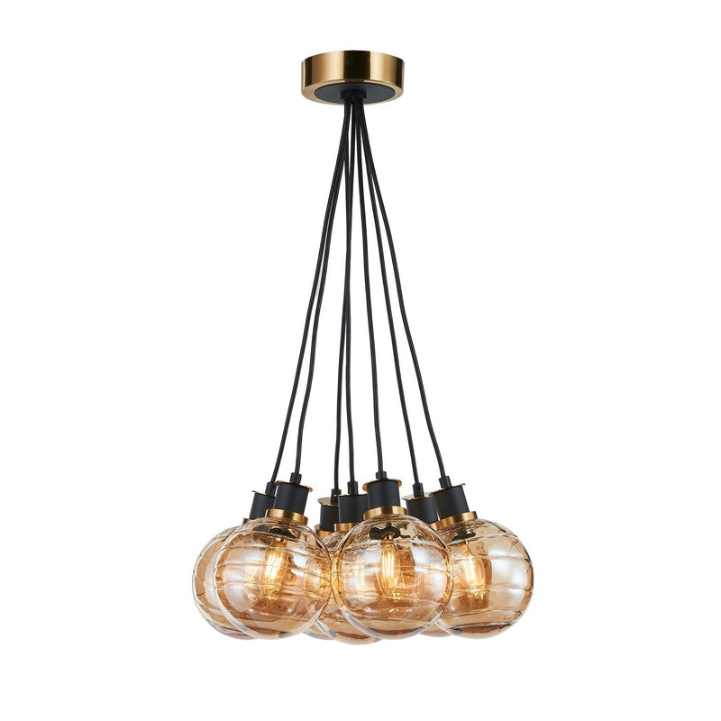 Artcraft AC11877AM Seven Light Pendant, Black and Brushed Brass