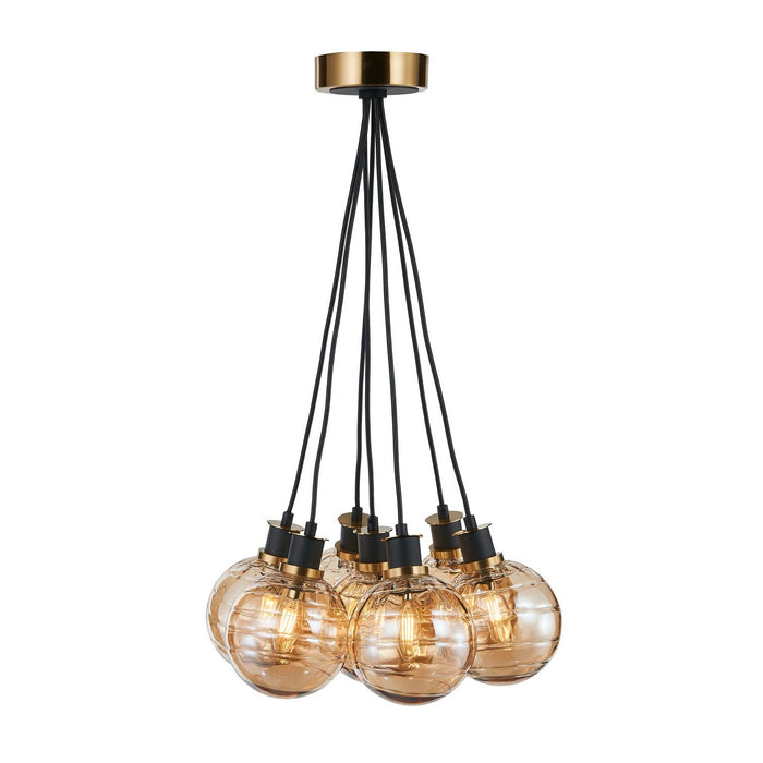 Artcraft AC11877AM Seven Light Pendant, Black and Brushed Brass