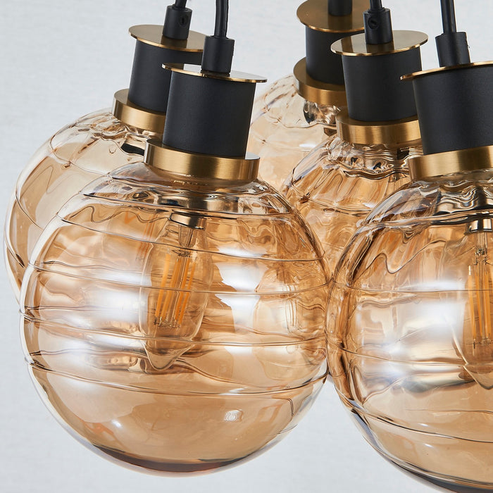 Artcraft AC11877AM Seven Light Pendant, Black and Brushed Brass