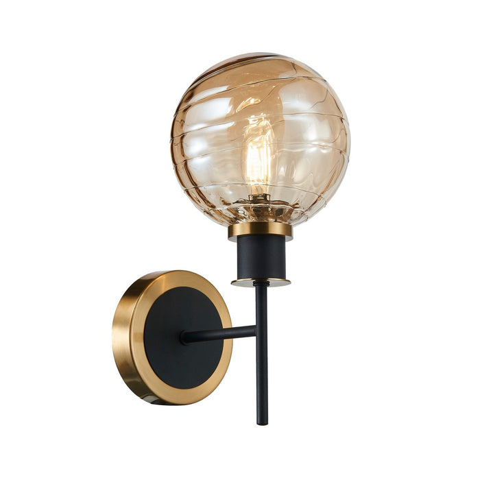 Artcraft AC11871AM One Light Wall Sconce, Black and Brushed Brass