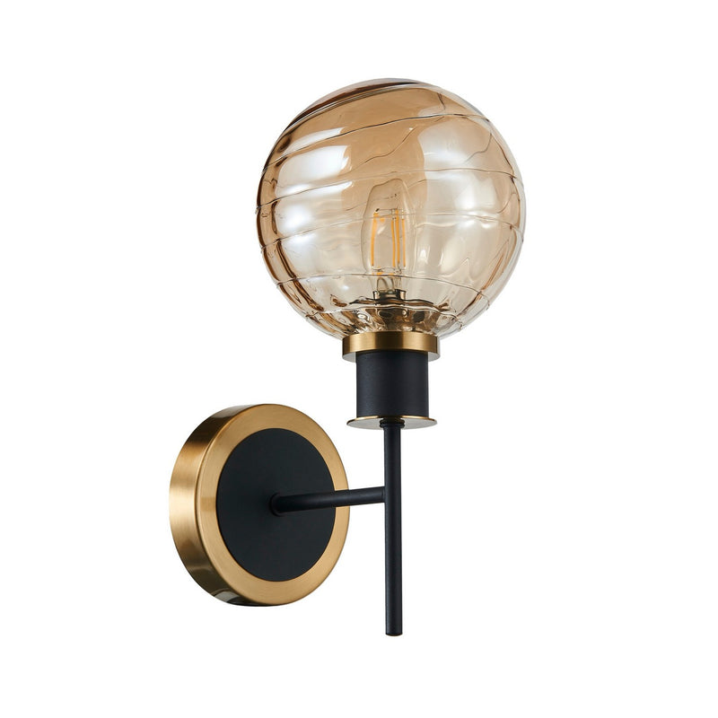 Artcraft AC11871AM One Light Wall Sconce, Black and Brushed Brass