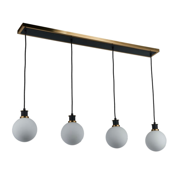 Artcraft AC11874WH Four Light Island/Pool Table, Black and Brushed Brass