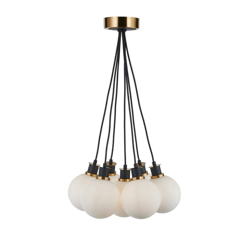 Artcraft AC11877WH Seven Light Pendant, Black and Brushed Brass