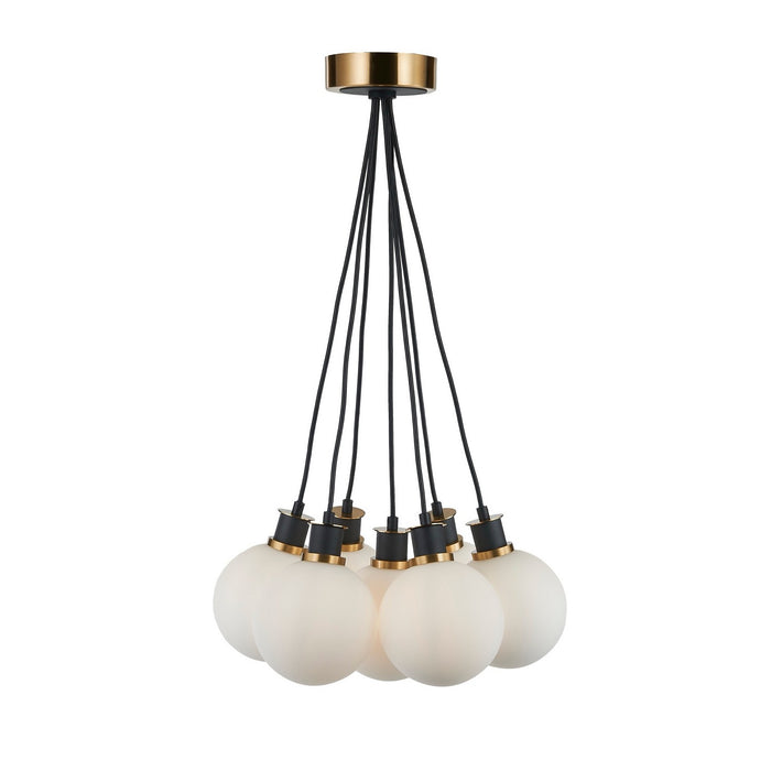 Artcraft AC11877WH Seven Light Pendant, Black and Brushed Brass
