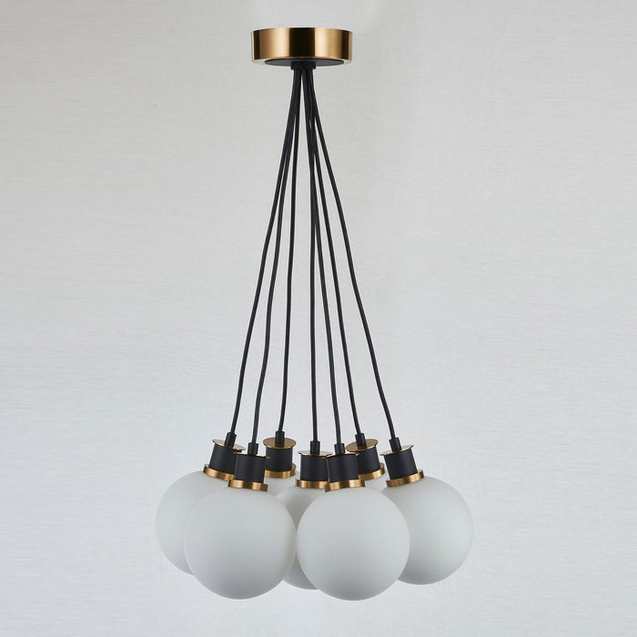 Artcraft AC11877WH Seven Light Pendant, Black and Brushed Brass