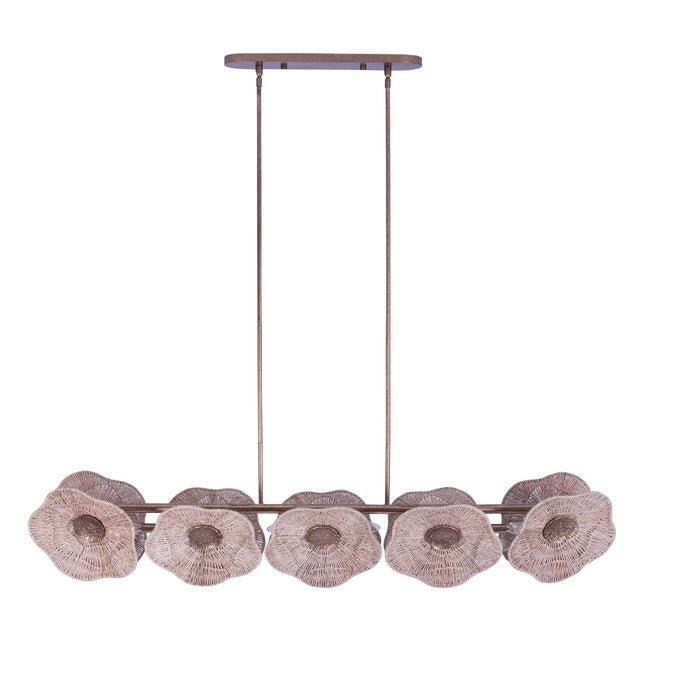 Kalco 522568PAB Five Light Island Pendant, Pearlized Antique Brass