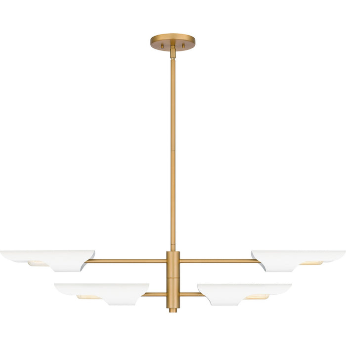 Quoizel LOI444BWS Four Light Linear Chandelier, Brushed Weathered Brass