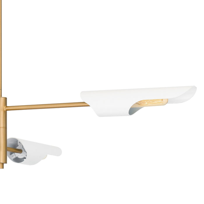 Quoizel LOI444BWS Four Light Linear Chandelier, Brushed Weathered Brass
