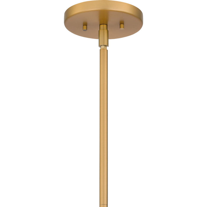 Quoizel LOI444BWS Four Light Linear Chandelier, Brushed Weathered Brass