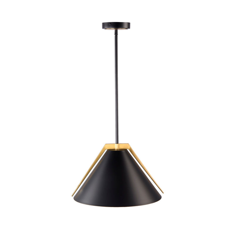 Artcraft AC11910BK One Light Pendant, Black and Brushed Brass