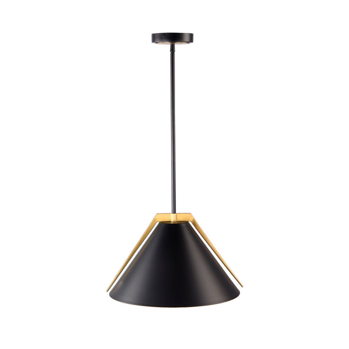 Artcraft AC11910BK One Light Pendant, Black and Brushed Brass