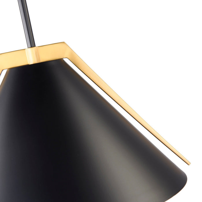 Artcraft AC11910BK One Light Pendant, Black and Brushed Brass