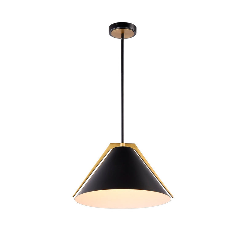 Artcraft AC11910BK One Light Pendant, Black and Brushed Brass