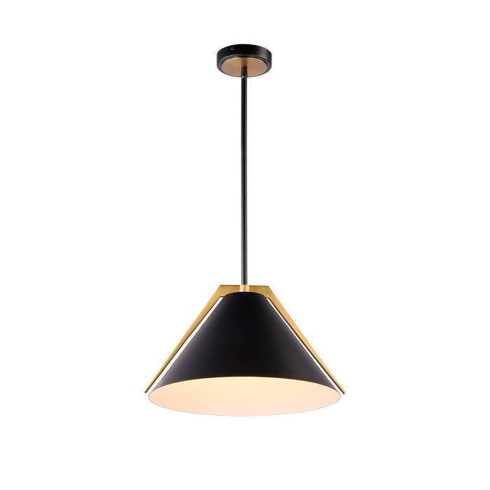 Artcraft AC11910BK One Light Pendant, Black and Brushed Brass