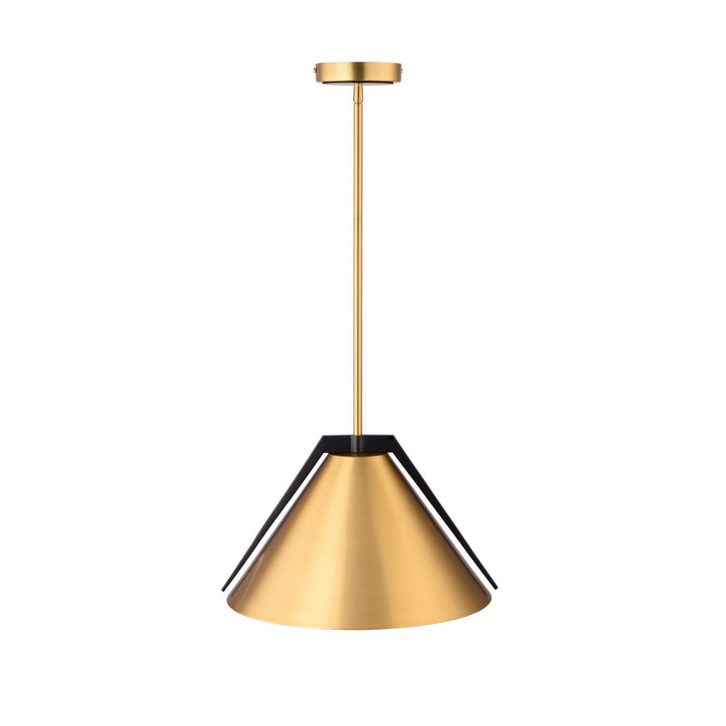 Artcraft AC11910BR One Light Pendant, Brass and black