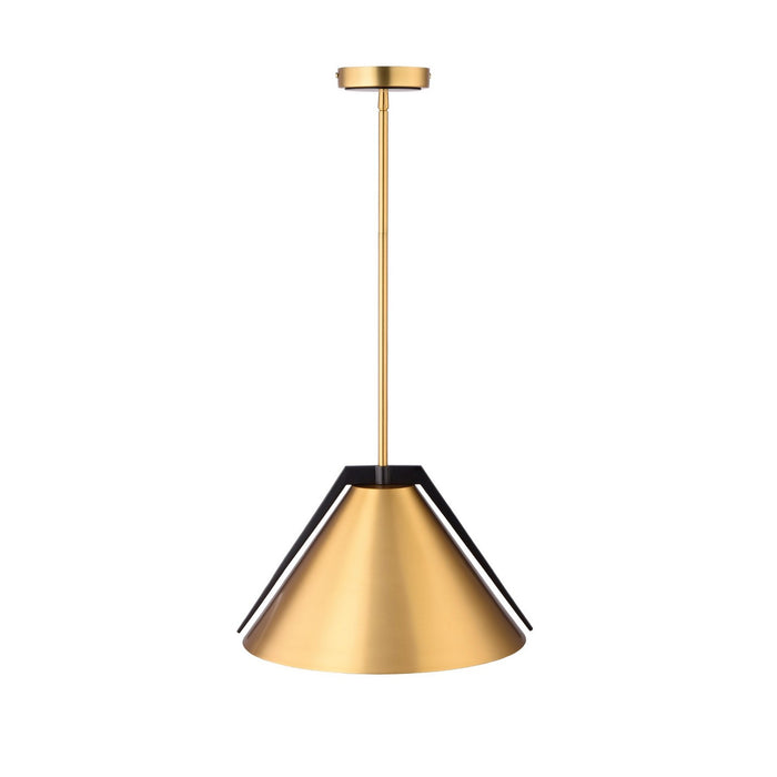 Artcraft AC11910BR One Light Pendant, Brass and black