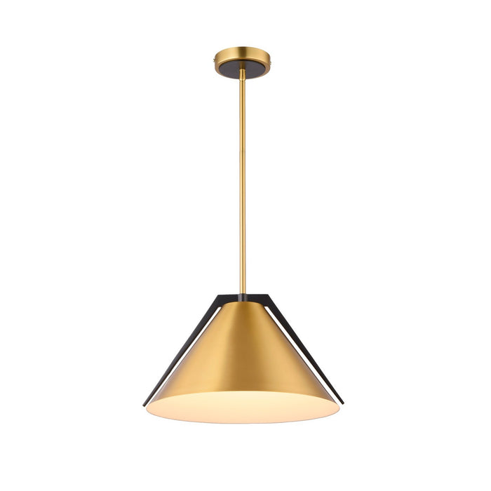 Artcraft AC11910BR One Light Pendant, Brass and black