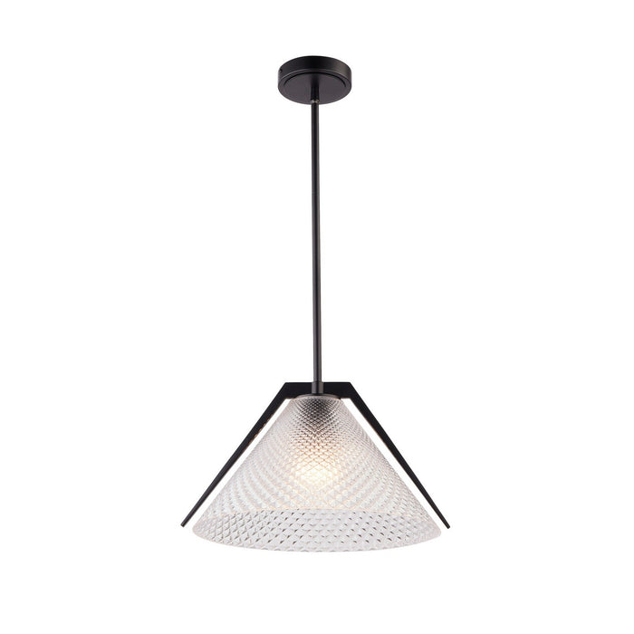 Artcraft AC11911BK One Light Pendant, Black and Brushed Brass