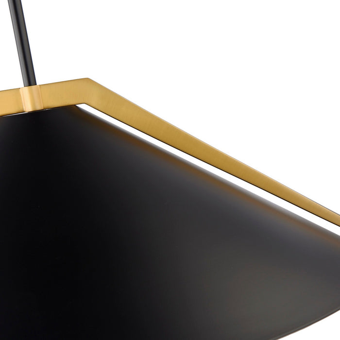 Artcraft AC11914BK Three Light Pendant, Black and Brushed Brass