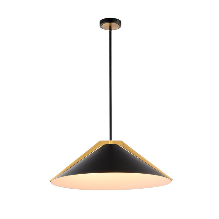 Artcraft AC11914BK Three Light Pendant, Black and Brushed Brass