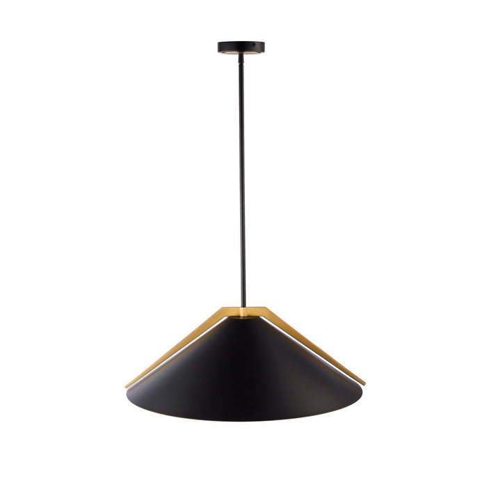 Artcraft AC11914BK Three Light Pendant, Black and Brushed Brass