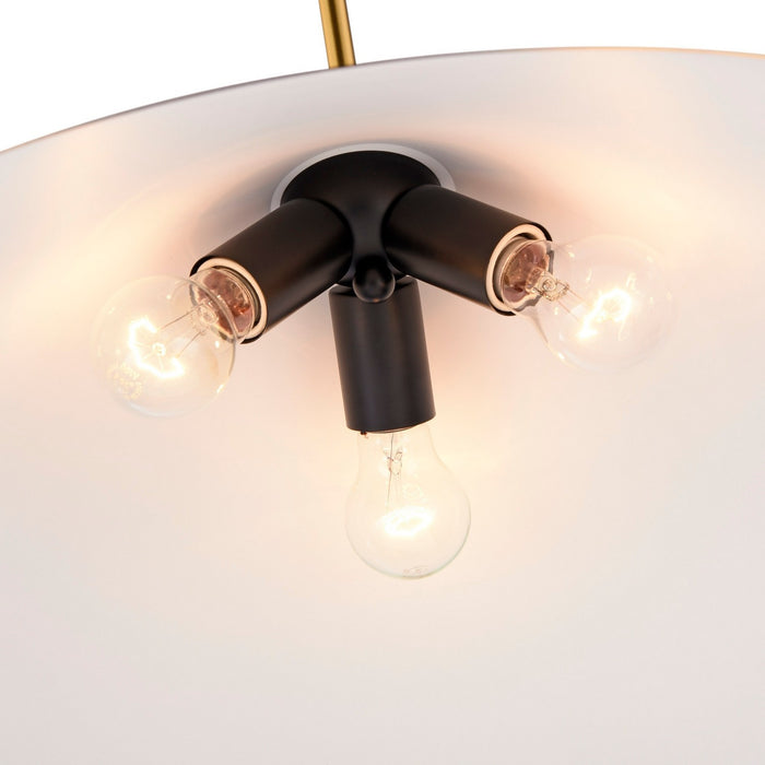 Artcraft AC11914BR Three Light Pendant, Brass and black