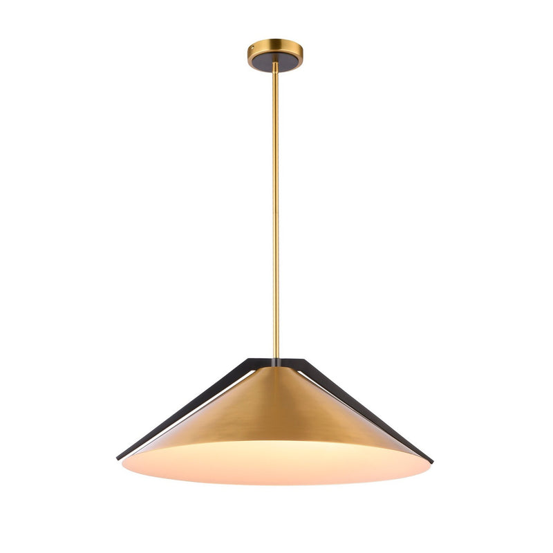 Artcraft AC11914BR Three Light Pendant, Brass and black