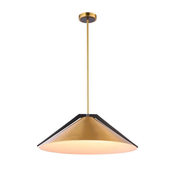 Artcraft AC11914BR Three Light Pendant, Brass and black