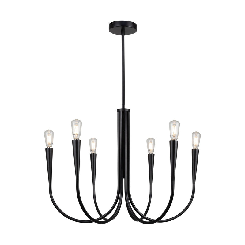 Artcraft AC11926BK Six Light Chandelier, Black
