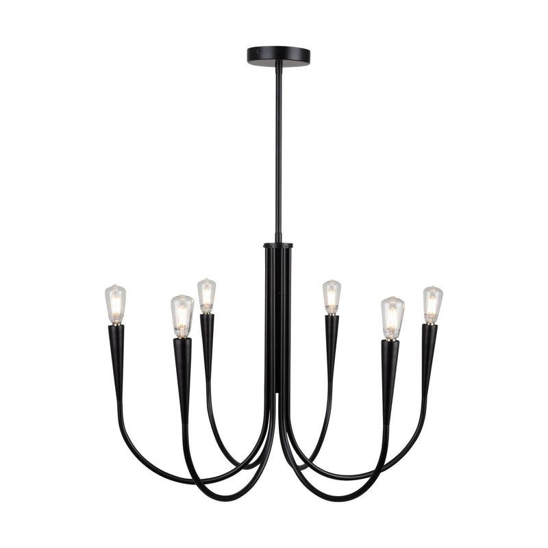 Artcraft AC11926BK Six Light Chandelier, Black